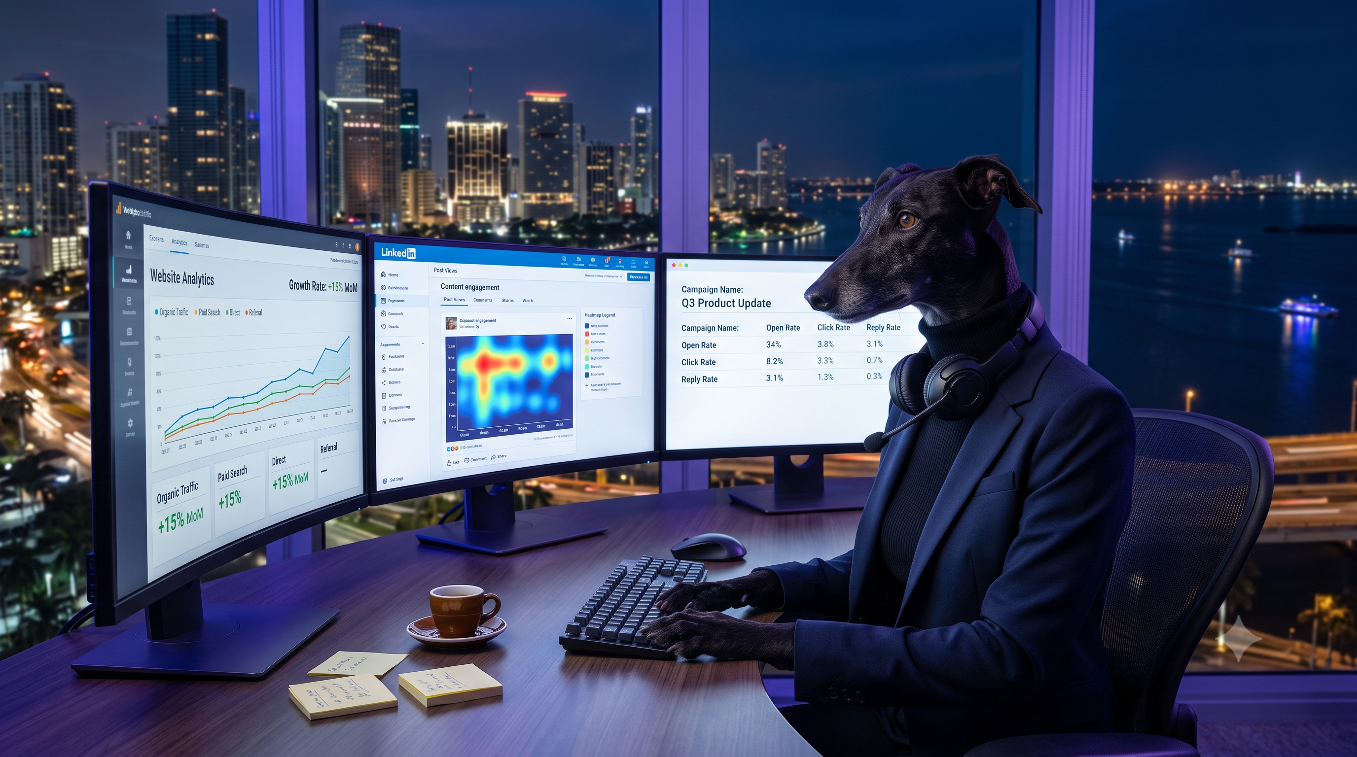 Pauli the Greyhound monitoring the quarter's OKRs and KPIs